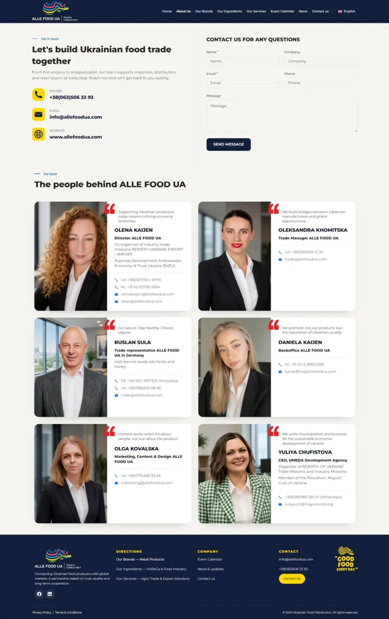 Багатомовний B2B-сайт ALLE FOOD UA