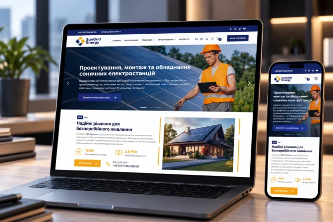 Розробка сайту для компанії SunGrid Energy
